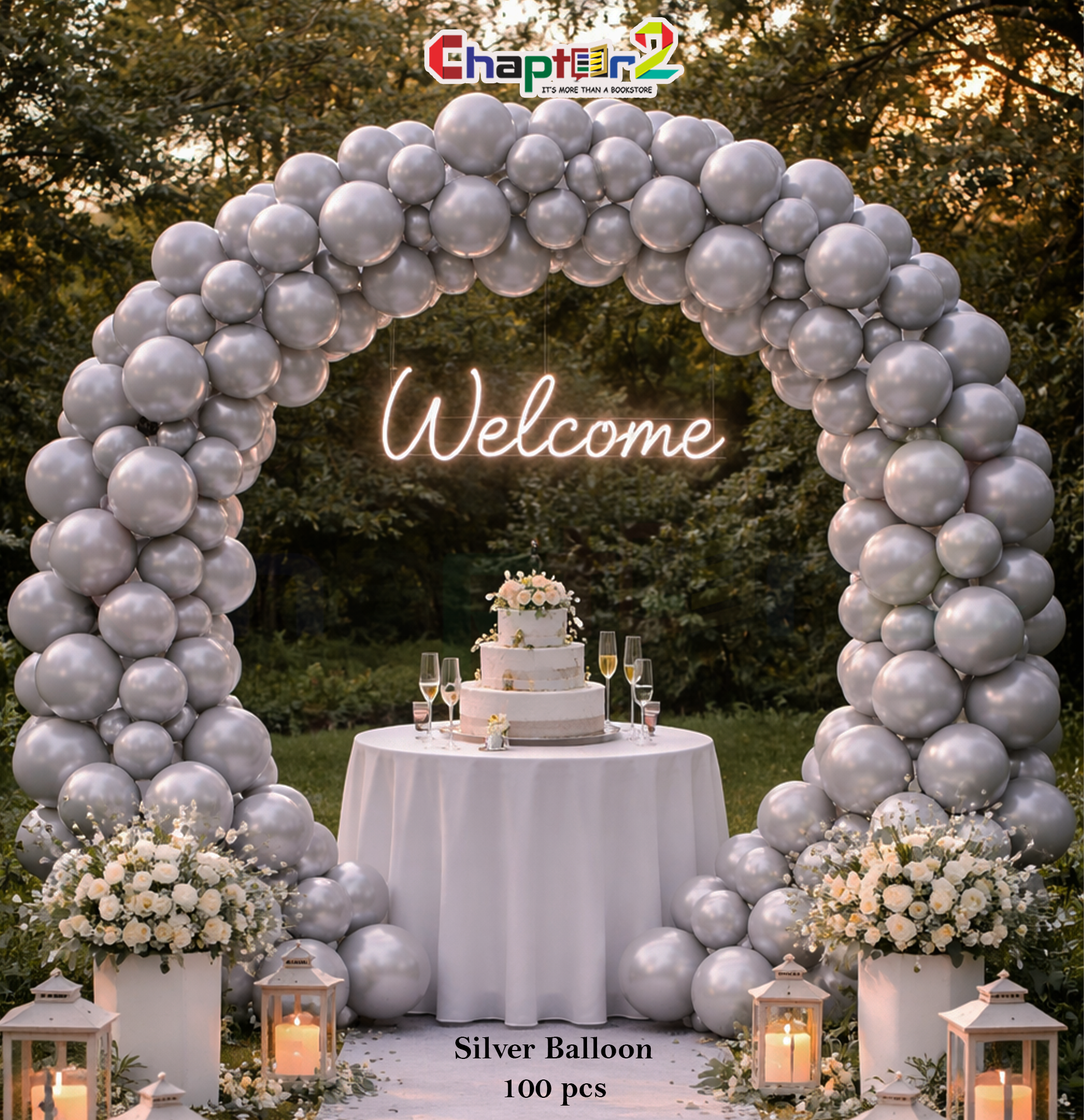 Balloon decoration with balloon arch and balloon wall